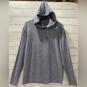 Rhoback Hesi Performance Hoodie Mens Medium Heathered Gray Blue Pullover Stretch